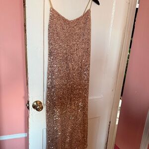 Steve Madden Strapless Sequin Dress in Gold